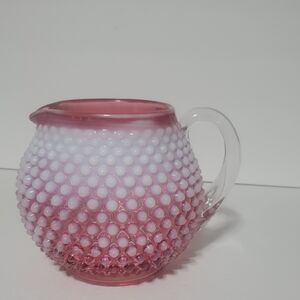 Fenton Cranberry Opalscent Hobnail Glass Pitcher